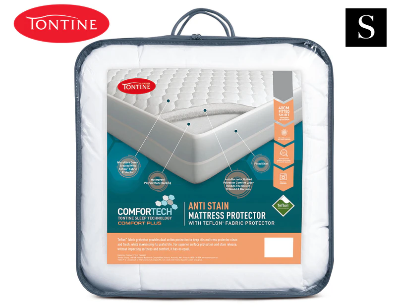 Tontine Comfortech Anti Stain Single Bed Mattress Protector