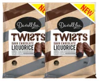 2 x Darrell Lea Twists Liquorice Dark Chocolate 200g