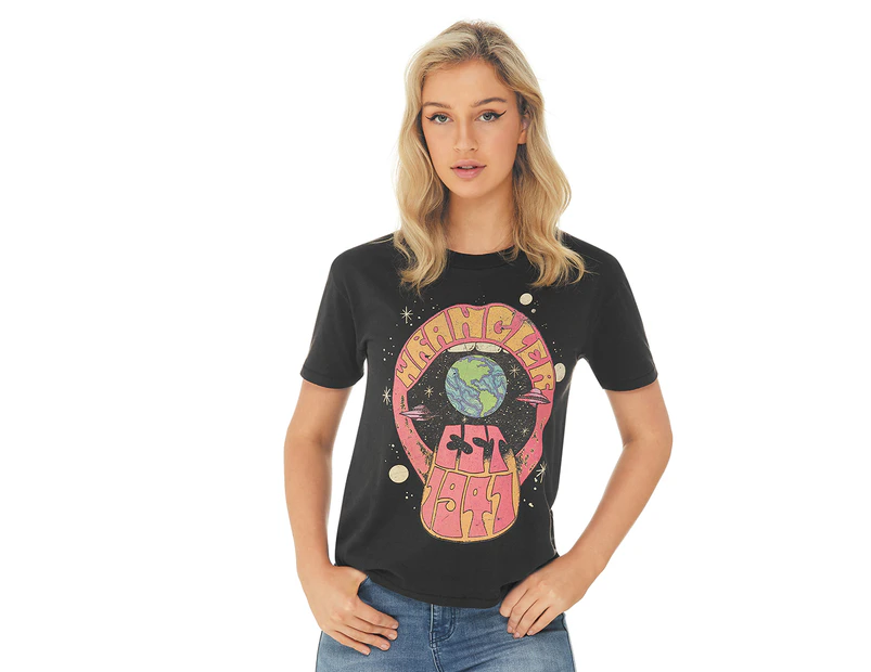 Wrangler Women's Hellhound Tee / T-Shirt / Tshirt - Worn Black