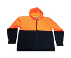 HI VIS Jumper Full-Zip Hoodie Safety Workwear Fleece Jacket - Orange/Navy