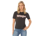 Wrangler Women's Hilton Logo Tee / T-Shirt / Tshirt - Worn Black