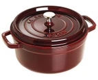 Staub 26cm/5.2L Enamel/Cast Iron Round Cocotte w/ Steamer Pot Cookware Grenadine