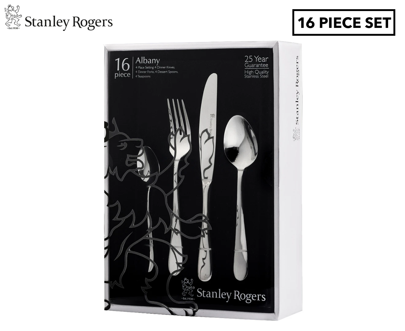 Stanley Rogers Albany 16pc Stainless Steel Cutlery Spoon/Fork Tableware Set