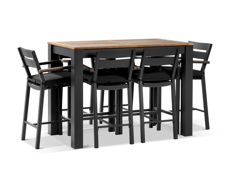 Balmoral 1.5M Aluminium Bar Table With 6 Capri Bar Stools - Outdoor Aluminium Dining Settings - Charcoal Aluminium