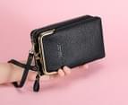 Women Large Capacity Mobile Wallet Phone Bag with Shoulder Strap-Black 3