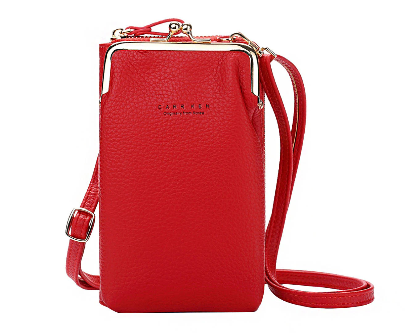 Women Large Capacity Mobile Wallet Phone Bag with Shoulder Strap-Red