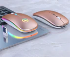 Wireless Mouse RGB Rechargeable Silent Mouse-Rose gold