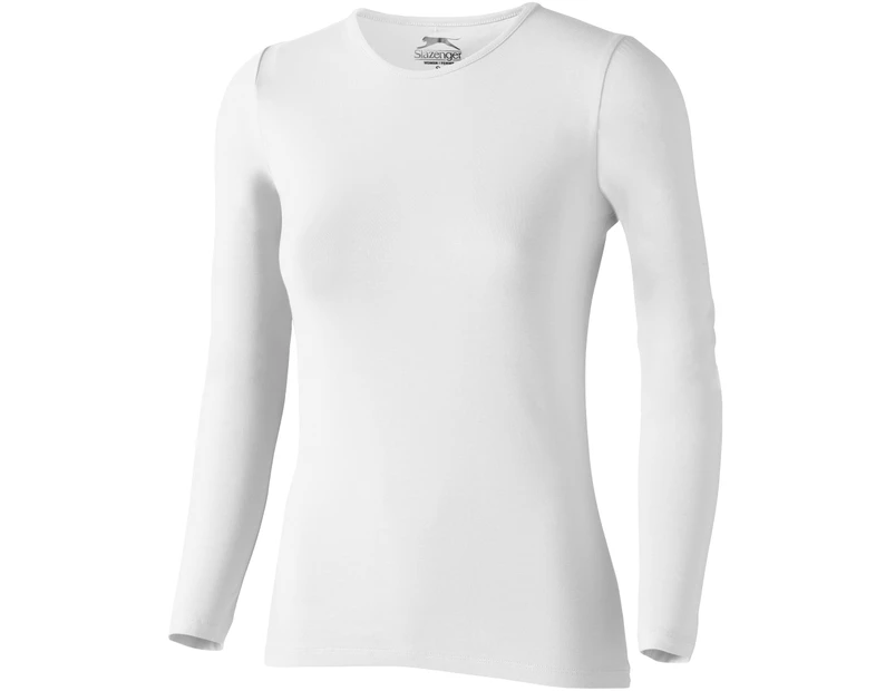 Slazenger Curve Long Sleeve Ladies T-Shirt (White) - PF1726