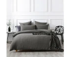 Jax Chunky Waffle Charcoal Quilt Cover Set Double Bed