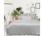Vintage Washed Linen Quilt Cover Set Silver [SIZE: Queen Bed]