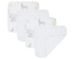 Living Textiles Savanna Babies Wash Cloths/Face Washers 4-Pack - White/Multi 2
