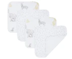 Living Textiles Savanna Babies Wash Cloths/Face Washers 4-Pack - White/Multi