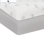 Living Textiles Cot Organic Cotton Fitted Sheet 2-Pack - Dandelion/Grey