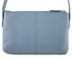 Things Terrific Zip Pocket Leather Shoulder Bag - Cadet Blue