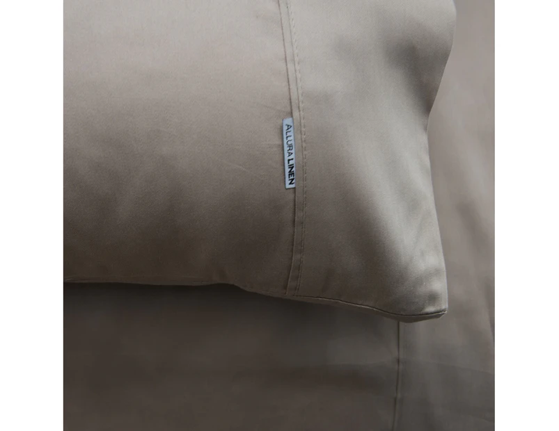 400TC Fitted Sheet Taupe Single Bed