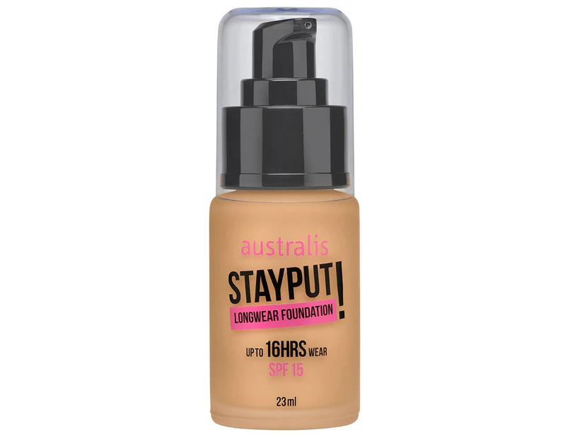 Australis Stayput Longwear Liquid Foundation Makeup Natural Finish 16 Hours Wear SPF 15 - Golden Tan