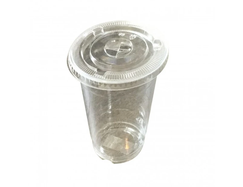 Clear  Pet Plastic Cups & Lids With Strawslot - 98mm top - 123mm  - 16oz (480ml) - Packs