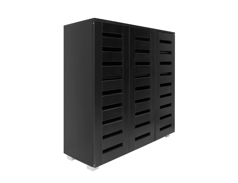 4 Tier Wooden Shoe Storage Cabinet Shoe Rack Shelf Organiser for 30 Pairs Shoes Black
