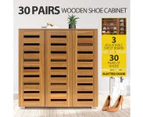 Wooden Shoe Storage Cabinet Shoe Rack Shelf Organiser for 30 Pairs Shoes Oak Colour