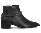 Skin Footwear Women's Morrison Leather Chain Chelsea Boots - Pebbled Black/Black