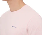 Ben Sherman Men's Chest Embroidery Tee / T-Shirt / Tshirt - Chalk Pink Marle