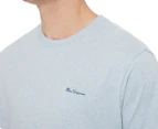 Ben Sherman Men's Chest Embroidery Tee / T-Shirt / Tshirt - Light Blue Marle