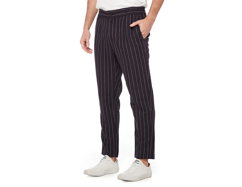 Ben Sherman Men's Pin Stripe Linen Trousers - Dark Navy