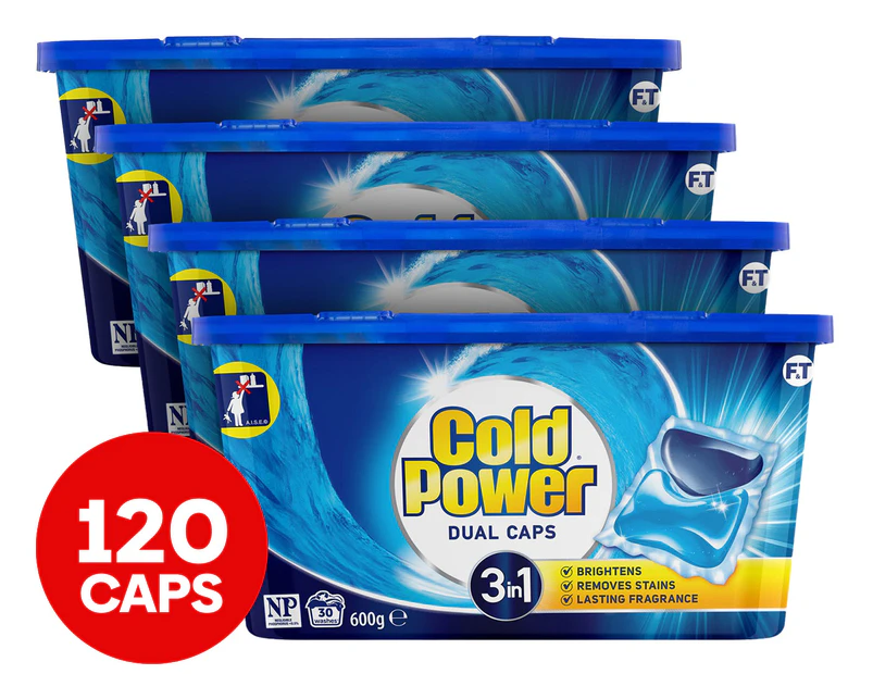 4 x 30pk Cold Power 3 in 1 Laundry Detergent Dual Capsules