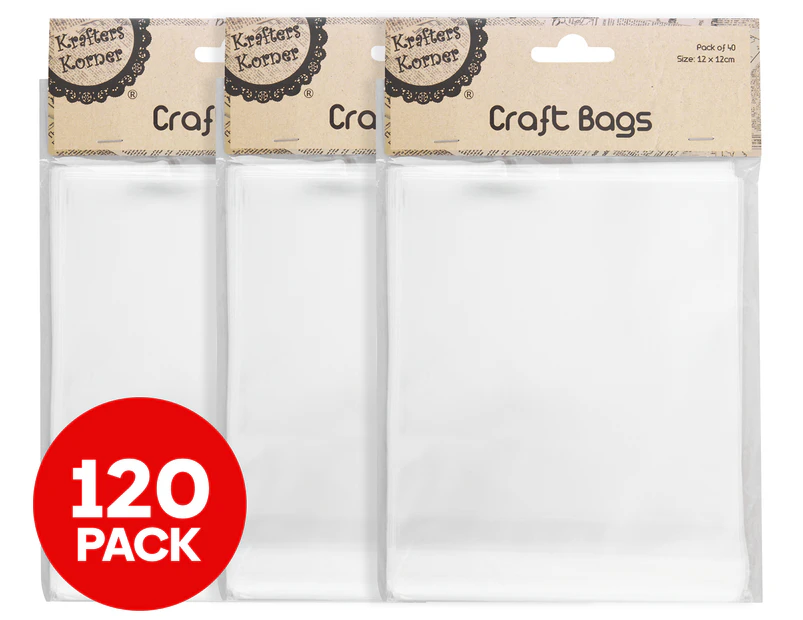 3 x Krafters Korner 12x12cm Craft Bags 40-Pack