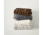 Leopard Pattern Microfibre Winter Blanket 130x160cm Super Soft Sofa Throw Rug Grey