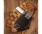 Fashion Ebony Zebra Wood Quartz Watch Brown Dial Roman Numerals Wood Watch Practical Folding Clasp Wristwatch for Men