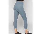 LaSculpte Women’s Tummy Control Fitness Athletic Workout Sports Running High Waist 7/8 Length Laser Focus Tights - Blue Gray