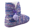 Divaz Womens Vienna Knitted Bootsie Slippers (Purple) - FS4837