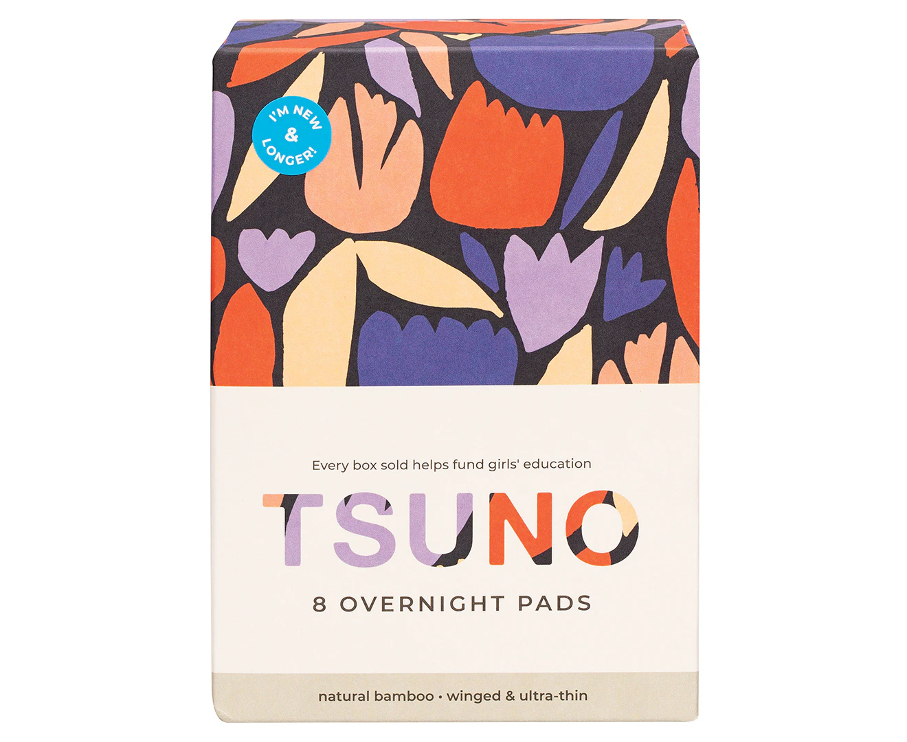 Tsuno Natural Bamboo Overnight Pads Winged & Ultra Thin 8pk