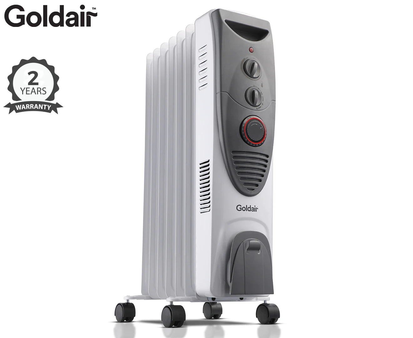 Goldair 7 Fin 63cm Oil Column Heater w/Timer/Fan 1900W White Home/Indoor Heating