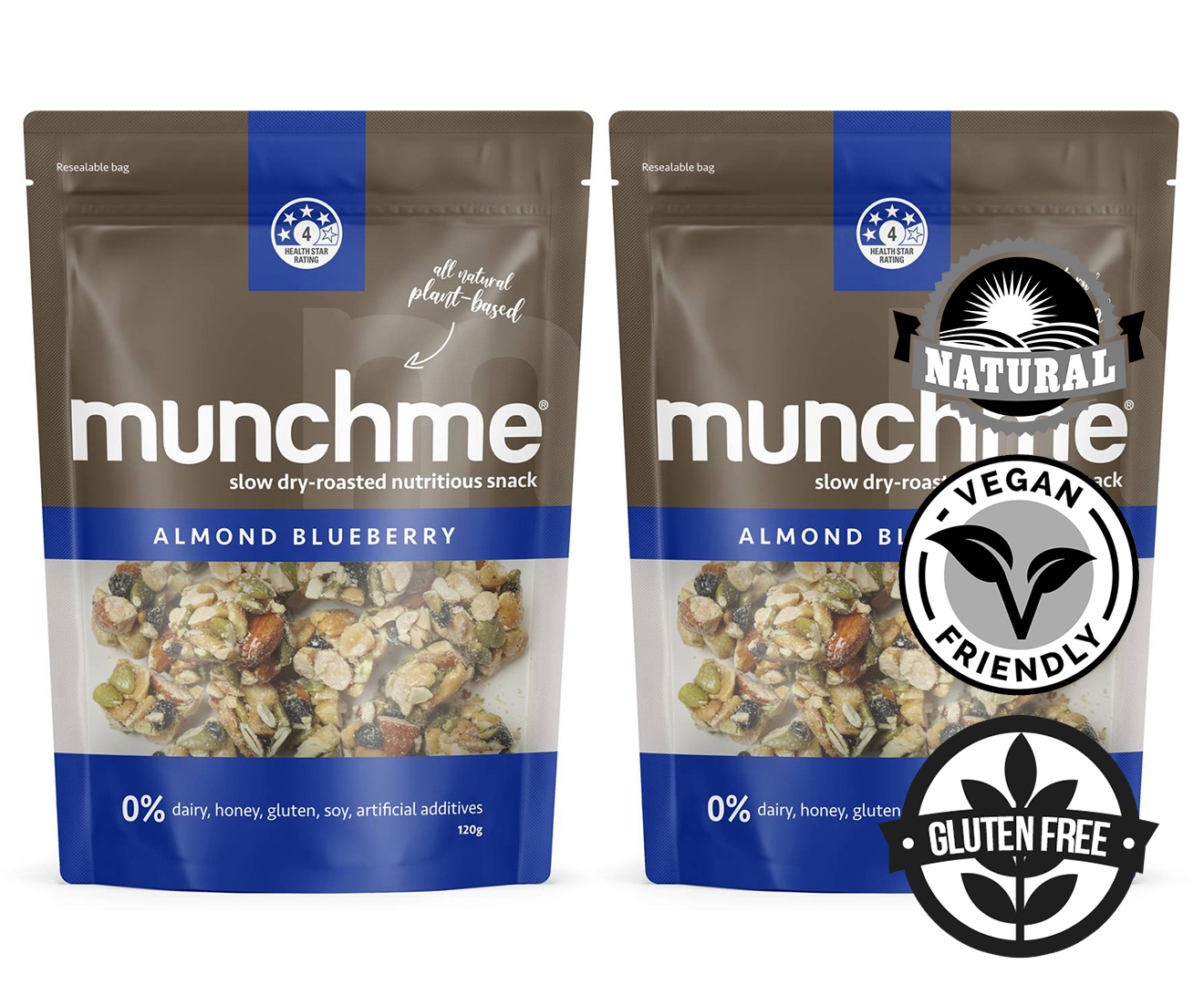 2 x Munchme Seed & Nut Clusters Almond Blueberry 120g | Catch.com.au