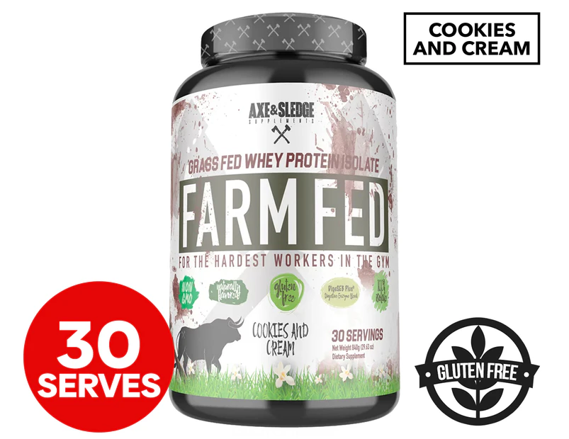 Axe & Sledge Farm Fed Whey Protein Powder Cookies & Cream 840g / 30 Serves