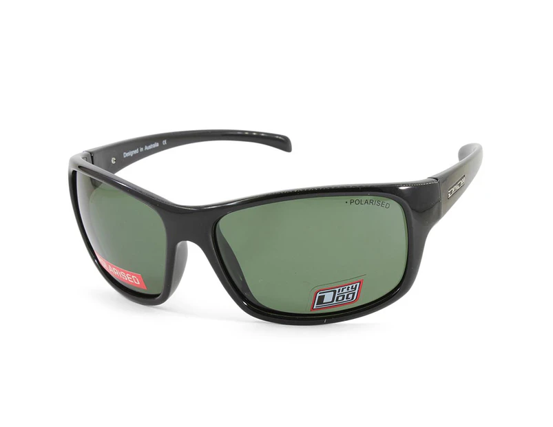 Dirty Dog Shock Shiny Black/Green Polarised Men's Sunglasses 53537
