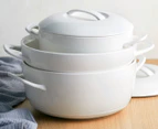 Ecology Signature Porcelain 3.5L Round 33cm Casserole Dish Bakeware w/ Lid White