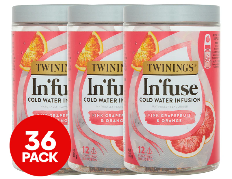 3 x 12pk Twinings Infuse Cold Water Infusion Pink Grapefruit & Orange