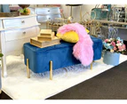 Premium bed end velvet bench/tufted ottoman with gold metal legs - sea blue