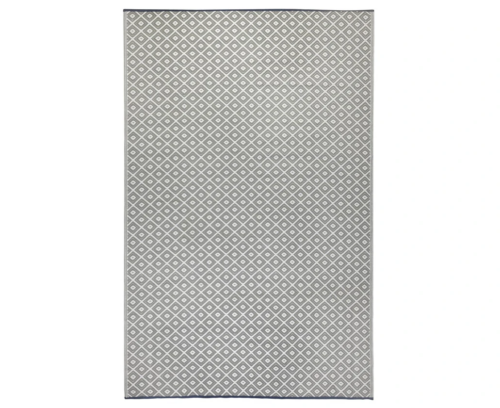 180x270cm Kimberley Grey and White Recycled Plastic Outdoor Rug and Mat