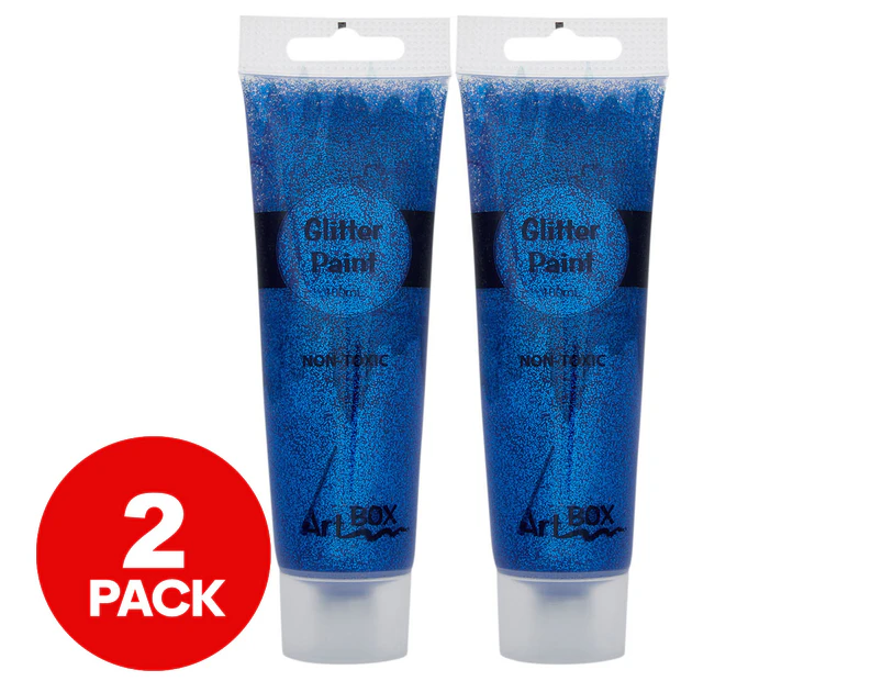 2 x Art Box Glitter Paint Tube 100mL - Blue