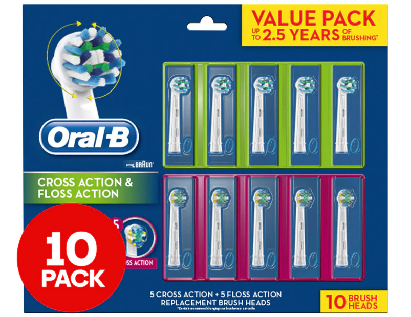 Oral-B Cross Action & Floss Action Replacement Brush Heads 10pk
