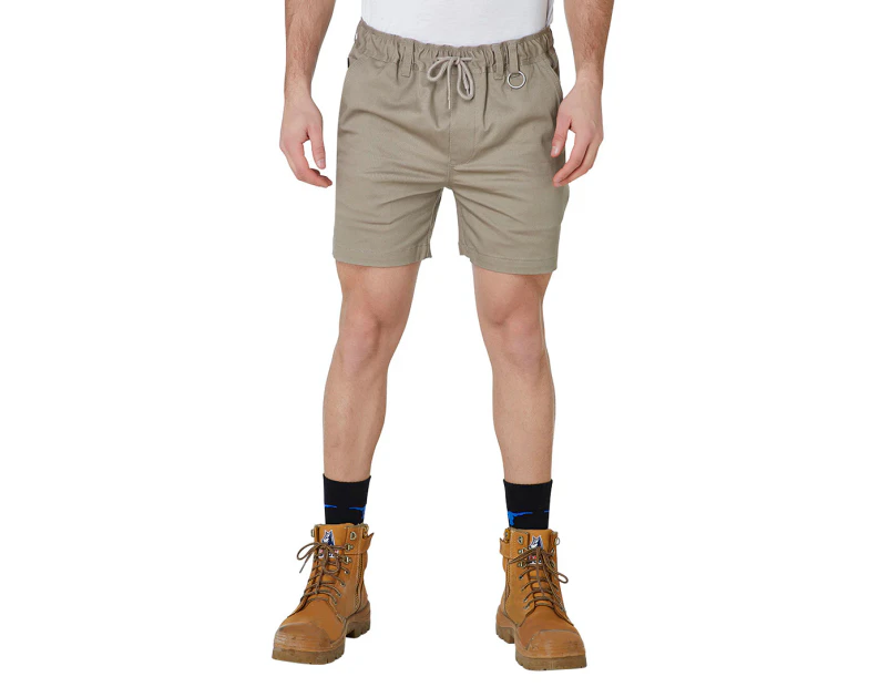 Elwood Workwear Men's Elastic Basic Shorts - Stone