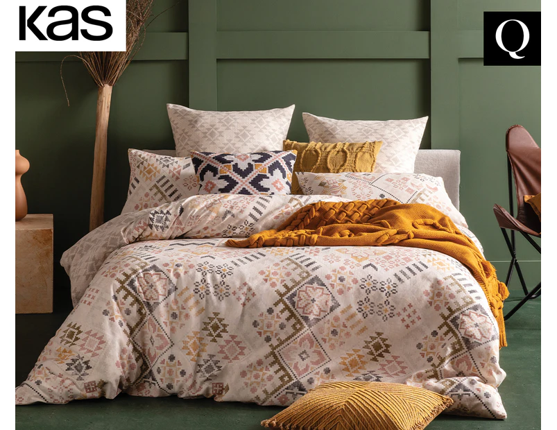 KAS Kana Queen Bed Quilt Cover Set - Neutral
