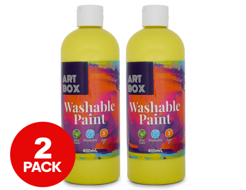 2 x Art Box Washable Paint 400mL - Yellow