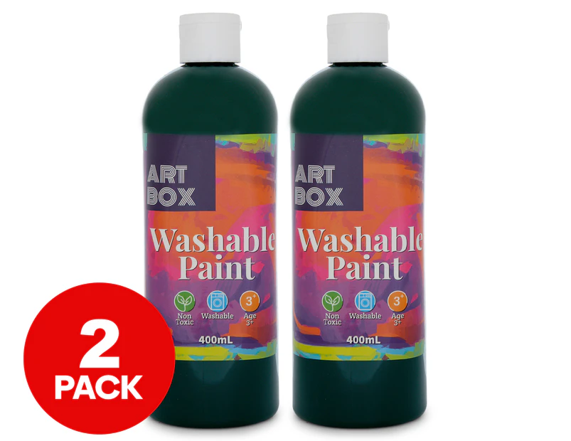 2 x Art Box Washable Paint 400mL - Green