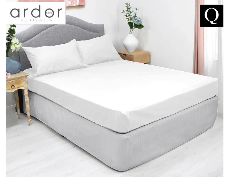 Ardor 1000TC Cotton Rich Queen Bed Fitted Combo Sheet Set - White