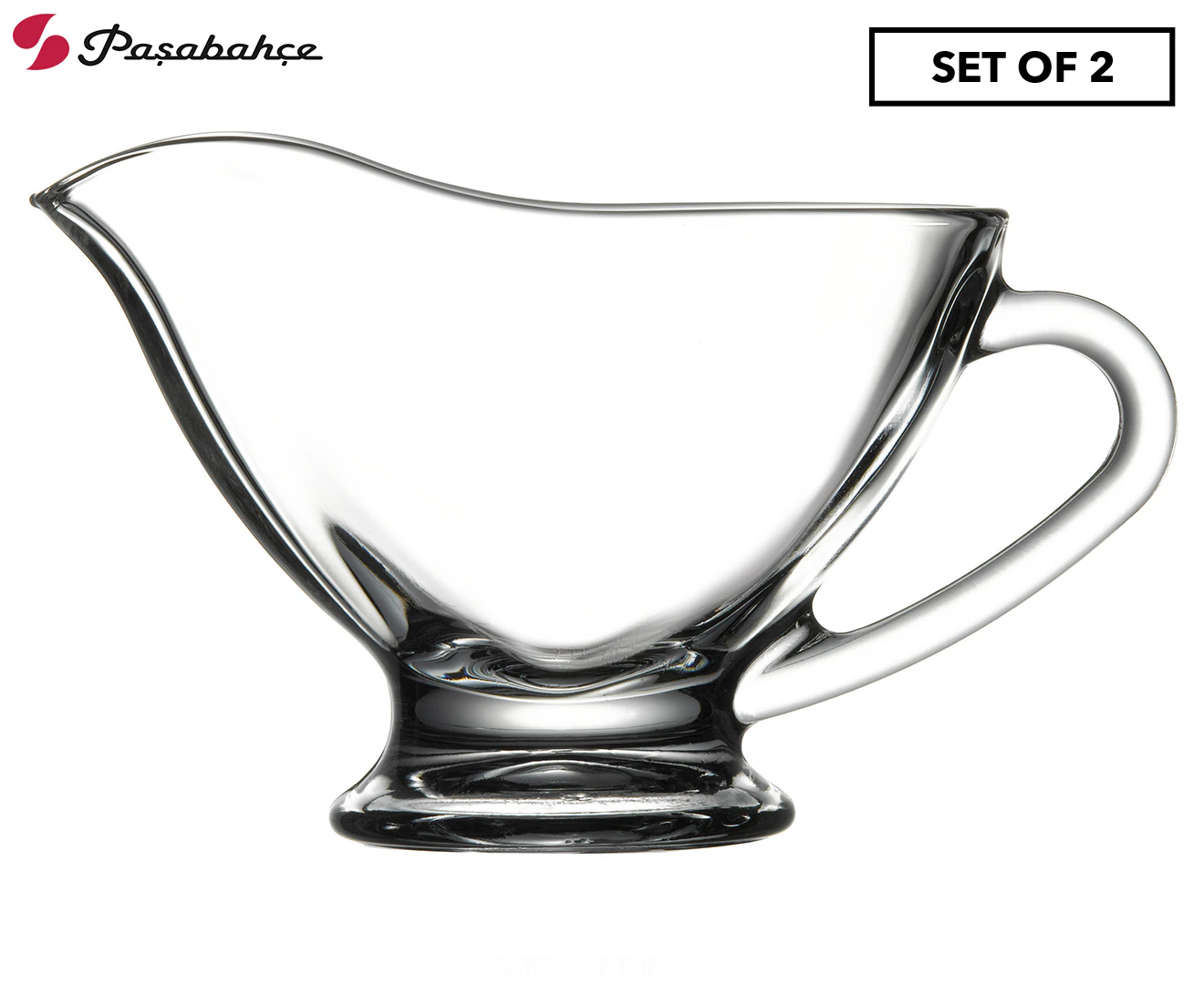 2pc Pasabahce Basic Glass Sauce Boat Set Serving Cup Container w/ Handle Clear